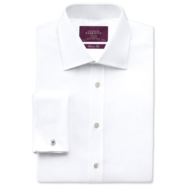 Charles Tyrwhitt Charles Tyrwhitt White Twill Luxury Semi-spread Classic Fit Shirt (15 - 33)