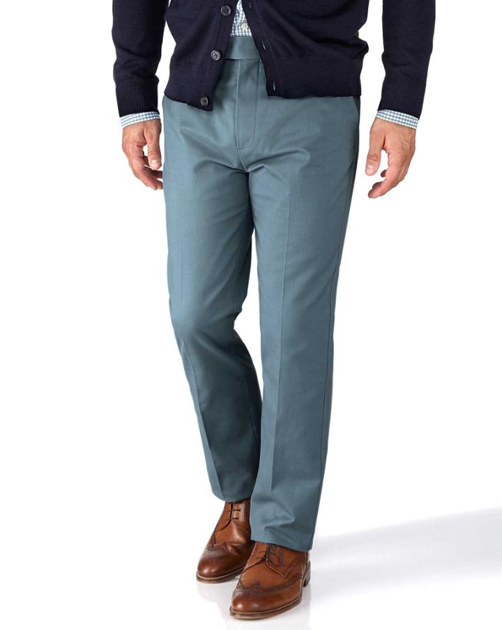 Charles Tyrwhitt Charles Tyrwhitt Airforce Blue Extra Slim Fit Flat Front Non-iron Chinos