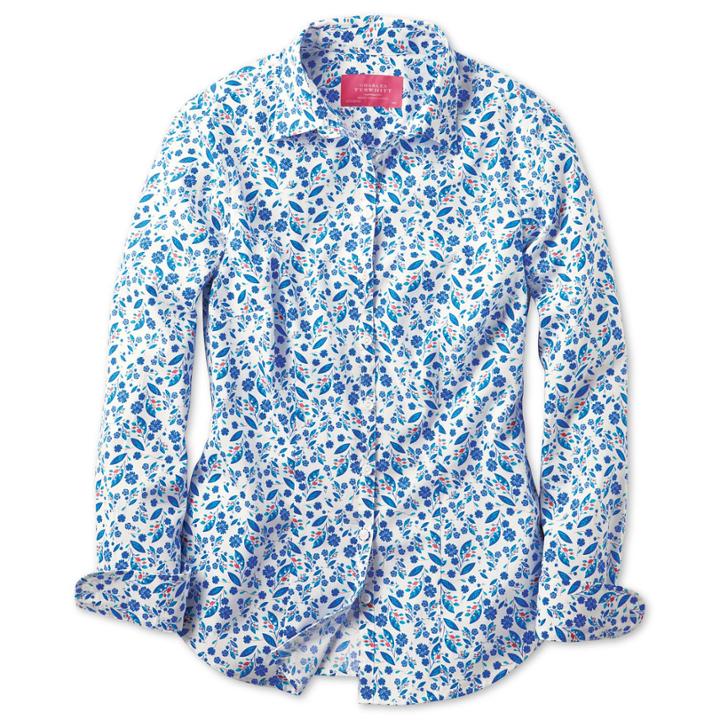 Charles Tyrwhitt Charles Tyrwhitt Blue Floral Print Semi-fitted Shirt (10)