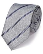 Charles Tyrwhitt Charles Tyrwhitt Silver And Navy Classic Melange Striped Tie