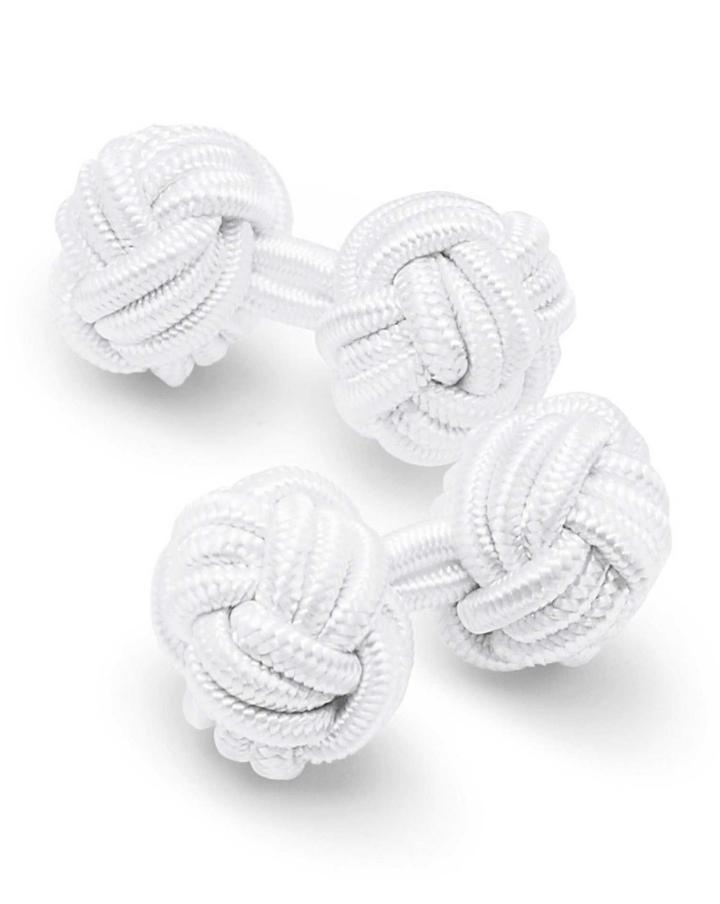 Charles Tyrwhitt White Knot Viscose/elastane Cuff Links By Charles Tyrwhitt