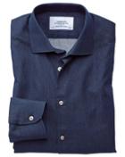 Charles Tyrwhitt Extra Slim Fit Semi-spread Collar Business Casual Indigo Dark Blue Cotton Dress Shirt Single Cuff Size 14.5/32 By Charles Tyrwhitt