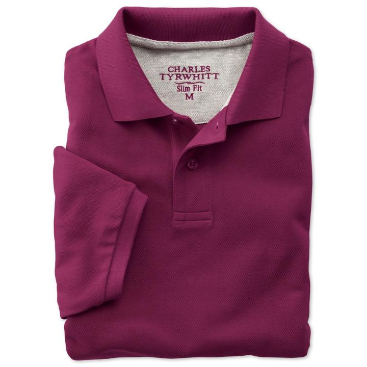 Charles Tyrwhitt Charles Tyrwhitt Wine Short Sleeve Slim Fit Pique Polo (l)