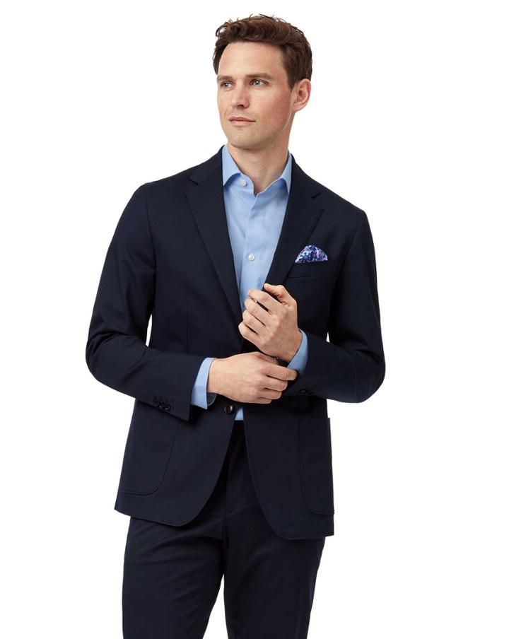  Navy Slim Fit Italian Cotton Suit Jacket By Charles Tyrwhitt