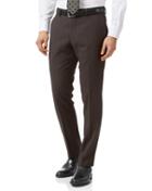 Brown Slim Fit Birdseye Travel Suit Wool Pants Size W32 L34 By Charles Tyrwhitt