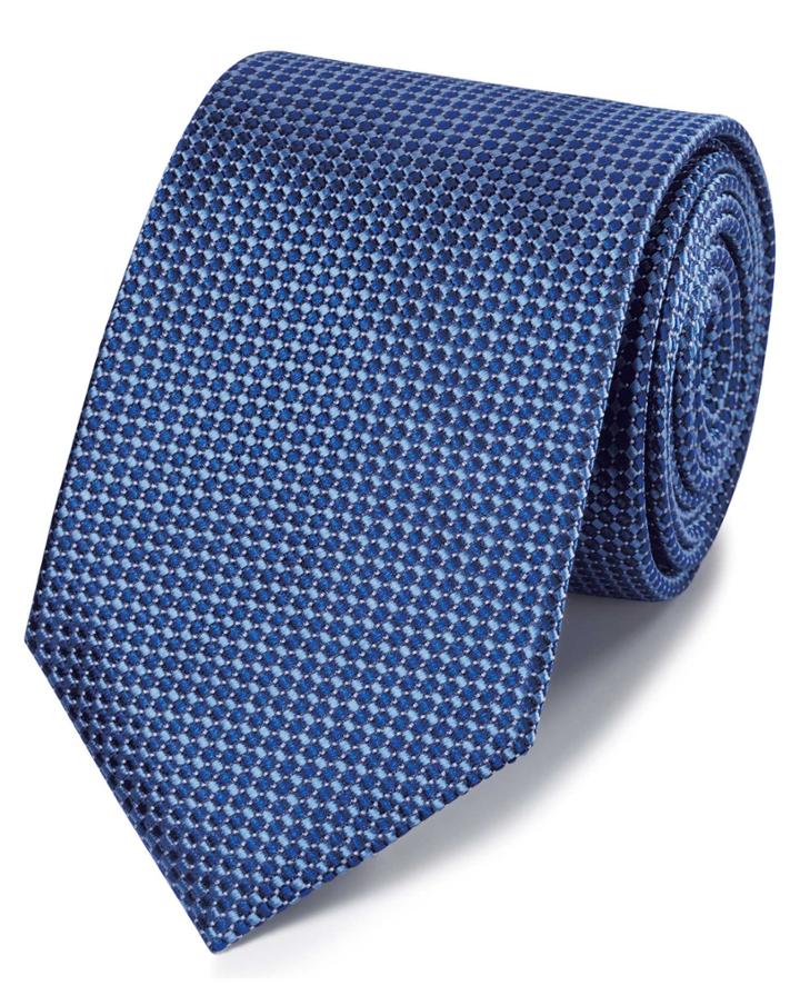  Blue Tonal Silk Classic Tie By Charles Tyrwhitt