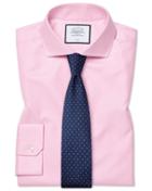  Super Slim Fit Pink Non-iron Twill Cotton Dress Shirt Single Cuff Size 14/33 By Charles Tyrwhitt
