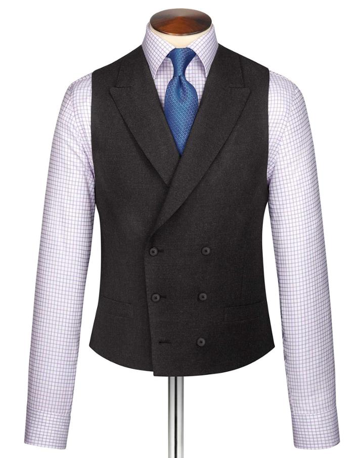 Charles Tyrwhitt Charles Tyrwhitt Charcoal British Serge Luxury Suit Wool Waistcoat Size W36