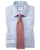  Classic Fit Non-iron Step Weave Mid Blue Cotton Dress Shirt French Cuff Size 16/33 By Charles Tyrwhitt