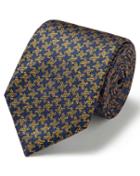  Gold And Navy Silk Soft Touch Puppytooth Design Classic Tie By Charles Tyrwhitt