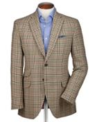 Charles Tyrwhitt Classic Fit Beige Checkered Luxury Border Tweed Wool Jacket Size 36 By Charles Tyrwhitt