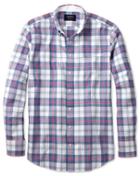 Charles Tyrwhitt Extra Slim Fit Blue And Pink Check Washed Oxford Cotton Casual Shirt Single Cuff Size Small By Charles Tyrwhitt
