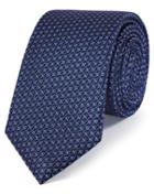 Charles Tyrwhitt Slim Royal And Pink Silk Neat Pattern Classic Tie By Charles Tyrwhitt