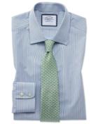  Extra Slim Fit Egyptian Cotton Poplin Blue And Green Fine Stripe Dress Shirt Single Cuff Size 14.5/33 By Charles Tyrwhitt