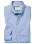  Extra Slim Fit Business Casual Non-iron Sky Blue Cotton Dress Shirt Single Cuff Size 14.5/33 By Charles Tyrwhitt