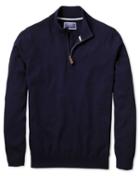  Navy Zip Neck Cashmere Sweater Size Medium By Charles Tyrwhitt