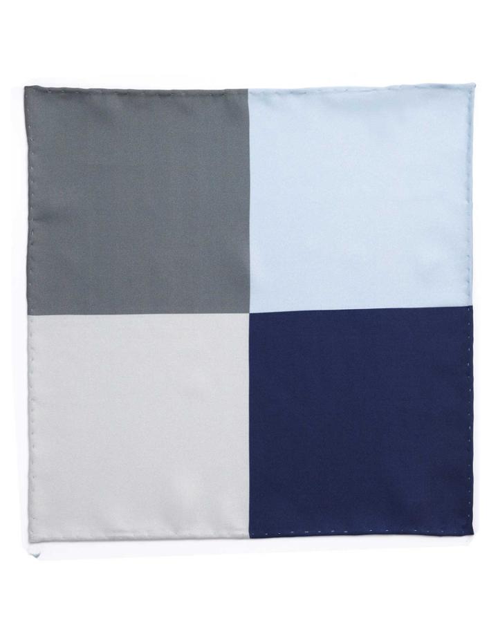  Blues Multi Classic Printed Quarter Silk Pocket Square By Charles Tyrwhitt