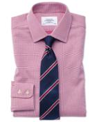 Charles Tyrwhitt Slim Fit Non-iron Square Weave Magenta Cotton Dress Casual Shirt Single Cuff Size 14.5/32 By Charles Tyrwhitt