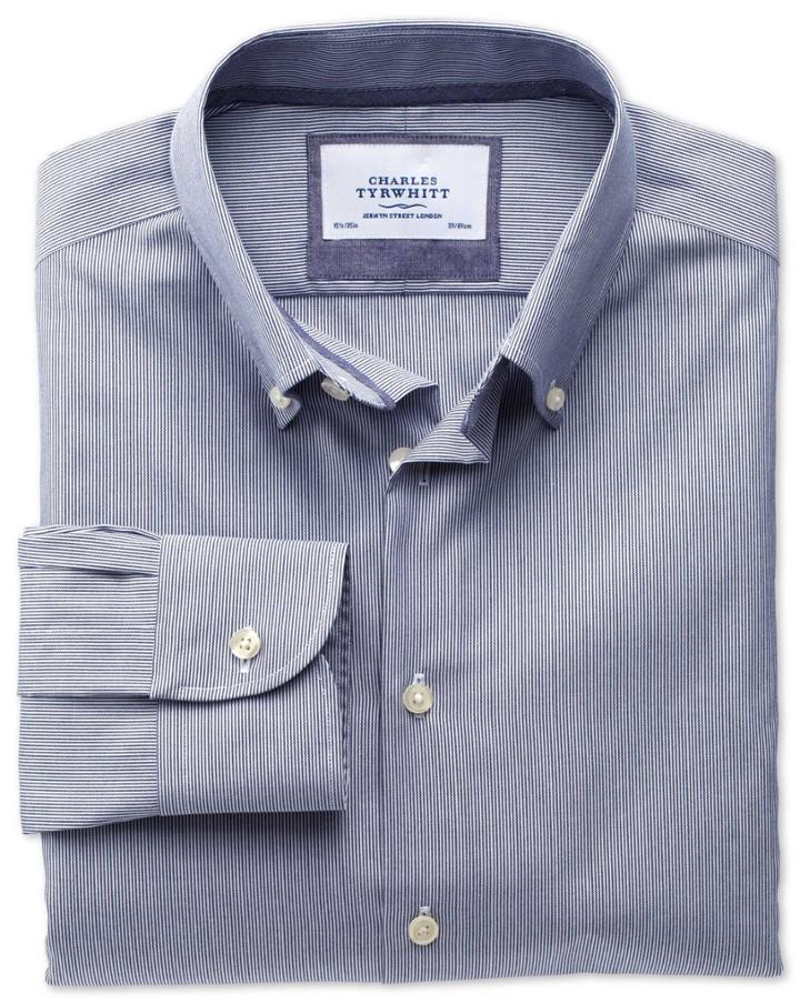 Charles Tyrwhitt Charles Tyrwhitt Classic Fit Button-down Collar Non-iron Business Casual Navy Shirt