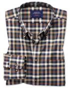 Charles Tyrwhitt Classic Fit Button-down Non-iron Twill Brown Multi Check Cotton Casual Shirt Single Cuff Size Medium By Charles Tyrwhitt