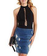 Charlotte Russe Caged Lace-up Halter Top