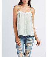 Charlotte Russe Paisley Button-up Tank Top