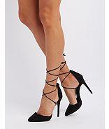 Charlotte Russe E-su.dorsay.ss.pnty.toe.ankle.lace.up.pump