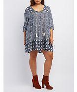 Charlotte Russe Plus Size En Creme Boho Print Shift Dress