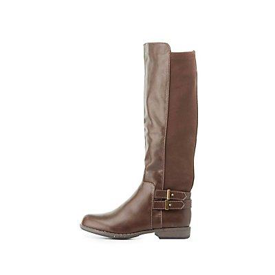Charlotte Russe Bamboo Buckled & Gored Riding Boots