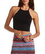 Charlotte Russe Racer Front Halter Crop Top