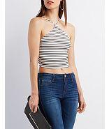 Charlotte Russe Striped Sleeveless Crop Top