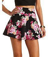 Charlotte Russe High-waisted Floral Skater Skirt