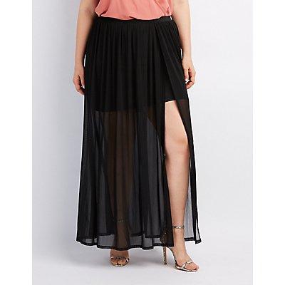Charlotte Russe Plus Size Tulle Overlay Maxi Skirt