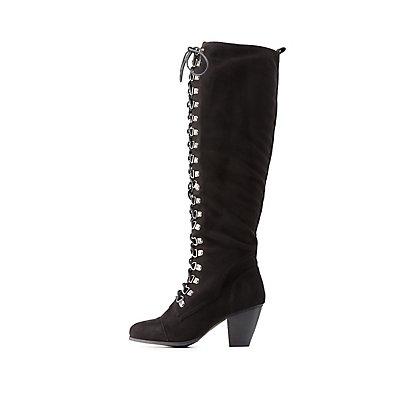 Charlotte Russe Faux Suede Lace-up Boots