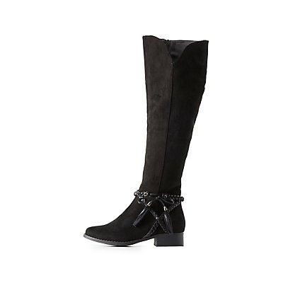 Charlotte Russe Braided-trim Knee-high Boots