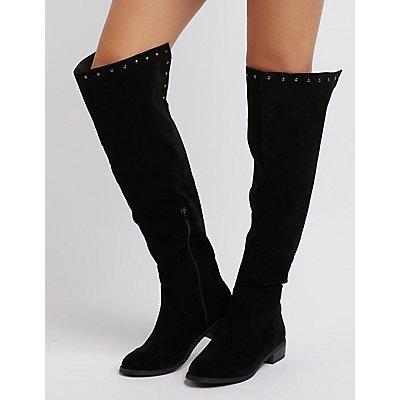Charlotte Russe Faux Suede Studded Tall Boots