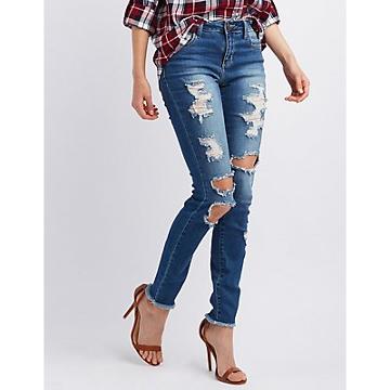 Charlotte Russe Cello Destroyed Skinny Jeans