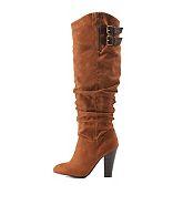 Charlotte Russe Slouchy Stacked Heel Boots With Buckles