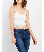 Charlotte Russe Lace-trim Strappy Crop Top