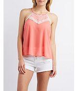 Charlotte Russe Embroidered Tie-back Tank Top
