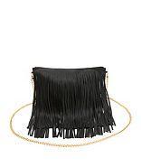 Charlotte Russe Chain Strap Cross-body Fringe Purse