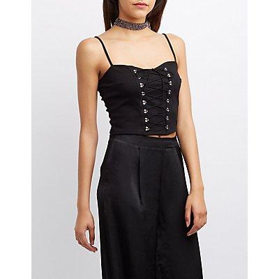 Charlotte Russe Lace-up Ponte Crop Top