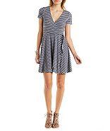Charlotte Russe Jella C Striped Faux Wrap Dress