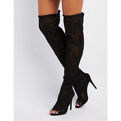 Charlotte Russe Lace Peep Toe Over-the-knee Boots
