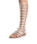 Charlotte Russe Studded Metallic Knee-high Gladiator Sandal