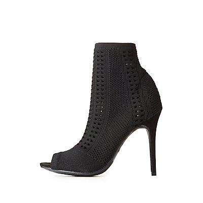 Charlotte Russe Open-knit Peep Toe Ankle Booties