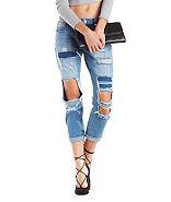 Charlotte Russe Cello Distressed Slim Straight Jeans