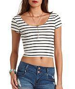 Charlotte Russe Striped Cotton Crop Top