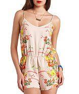Charlotte Russe Tie-back Floral Print Romper