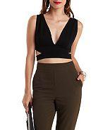 Charlotte Russe Plunging Cut-out Crop Top